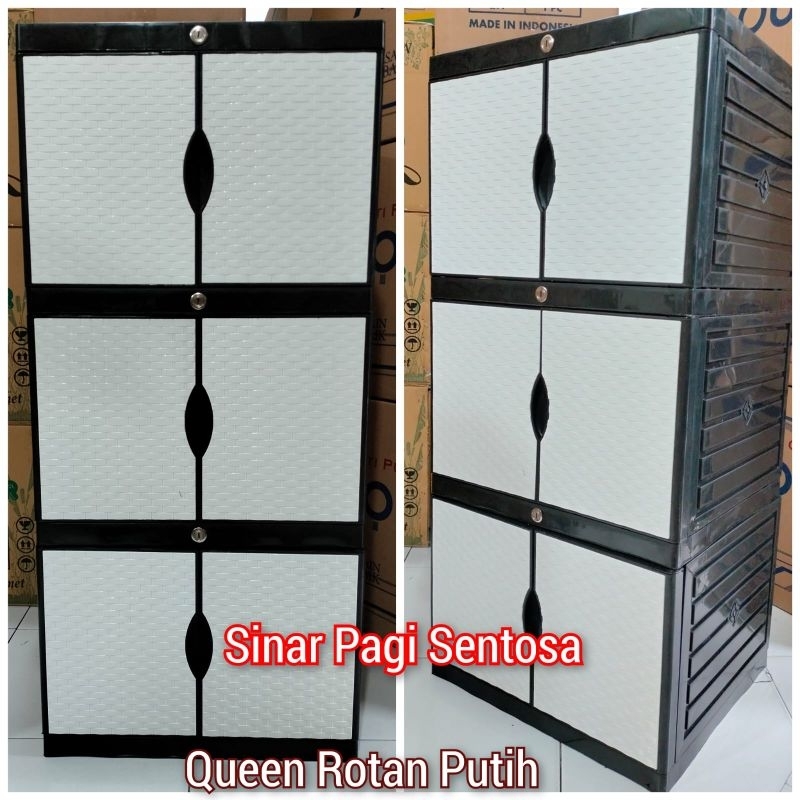 PROMO LEMARI BAJU LEMARI PLASTIK MINI ROTAN SUSUN 3 AQUOSE, QUEEN, NEW, DIVA 50x40x110cm