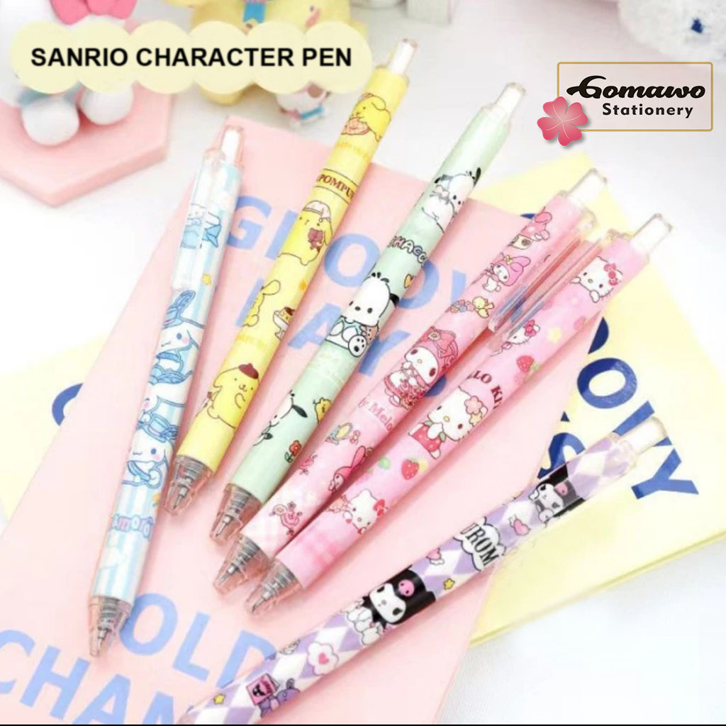 

Pulpen Sanrio tinta hitam Pen mekanik cetek lucu karakter Sanrio