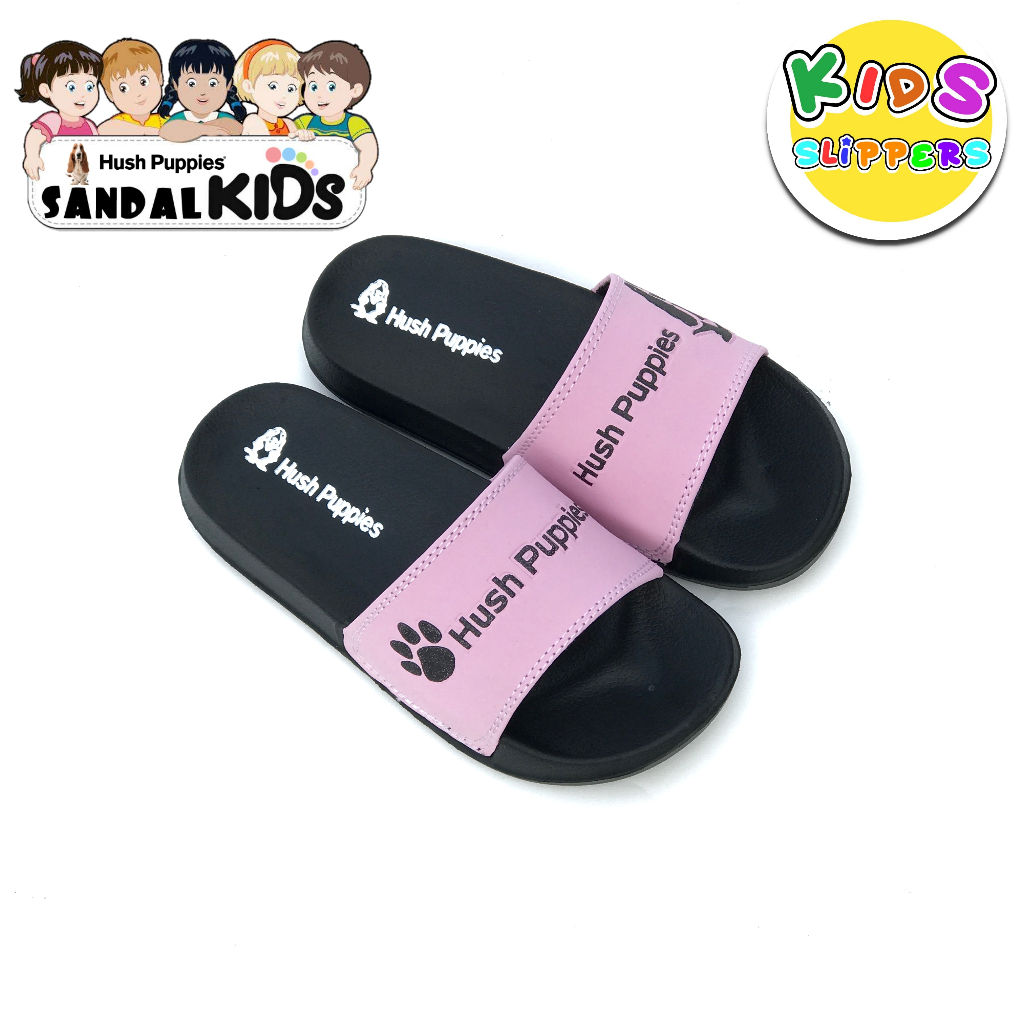 Sandal Slop Anak Perempuan Pink Hush Puppies Varsity Black