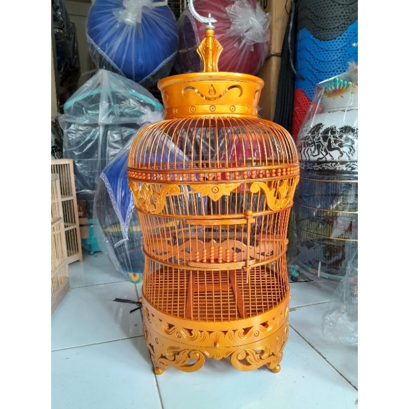 SANGKAR KANDANG UKIR PERKUTUT JEMUR FULL KAYU JATI