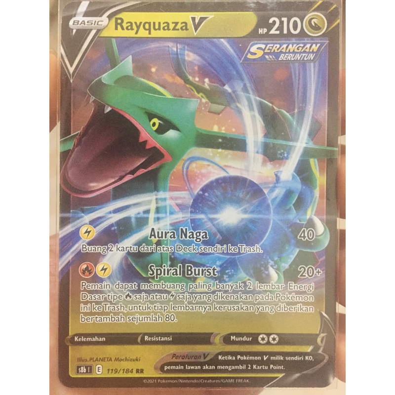 KARTU POKEMON RAYQUAZA V RR INDONESIA HOLO