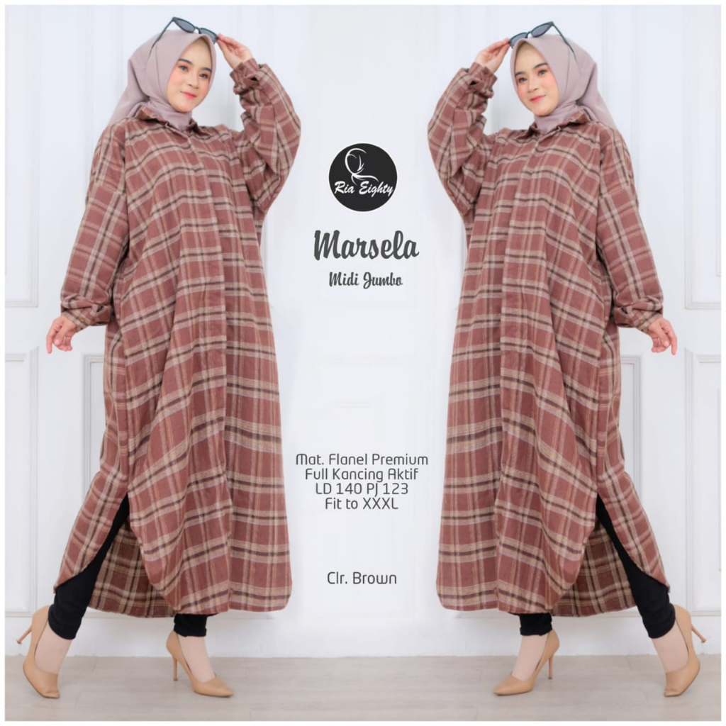 [Bisa bayar di tempat / COD] Marsella midi jumbo by Ria Eighty marsella midi dress motif kotak-kotak