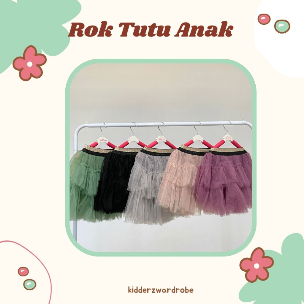Rok Tutu Pendek Anak Premium- Import corak 2 tingkat 2