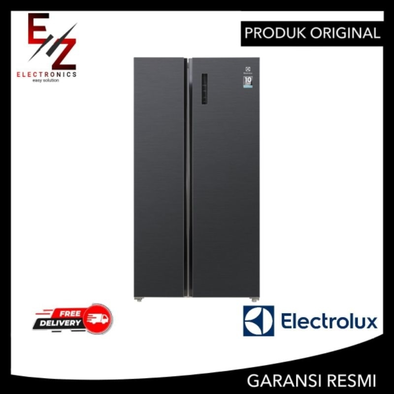 ELECTROLUX ESE5401-A-BID KULKAS SIDE BY SIDE ELECTROLUX ESE 5401A KAPASITAS 528 LT - BLACK MATE - (R