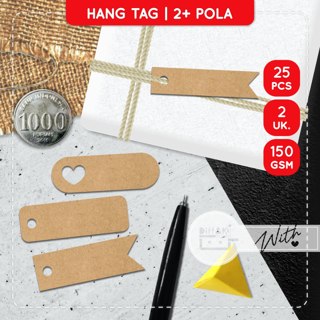 

Label Hang Tag Polos Love Hati Kecil Persegi Panjang Kraft Rustic Vintage Coklat Classic Multi Guna Hampers Wrapping Kreasi Kerajinan Craft DIY Produk