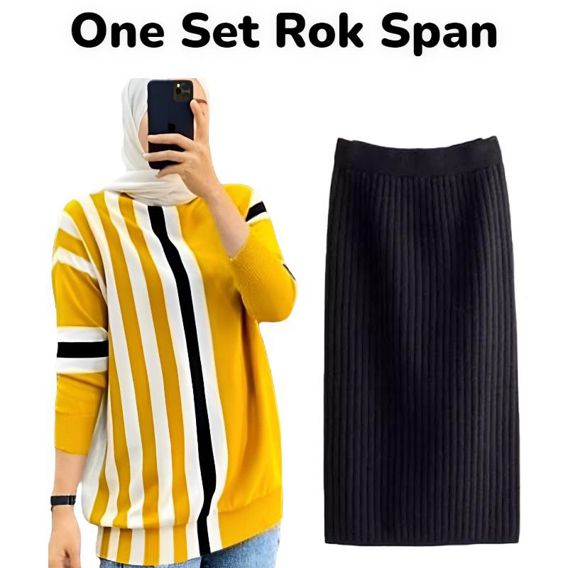 Setelan Rajut kalista Set wanita Rok span