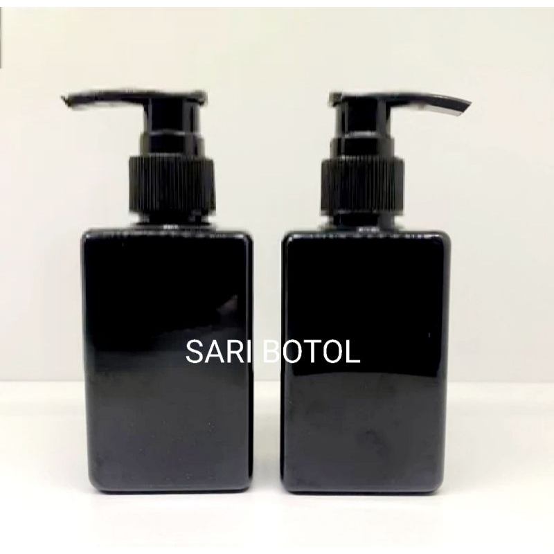 BOTOL PUMP 100ML KOTAK BOTOL PET 100 ML KOTAK TUTUP PUMP LOTION HITAM