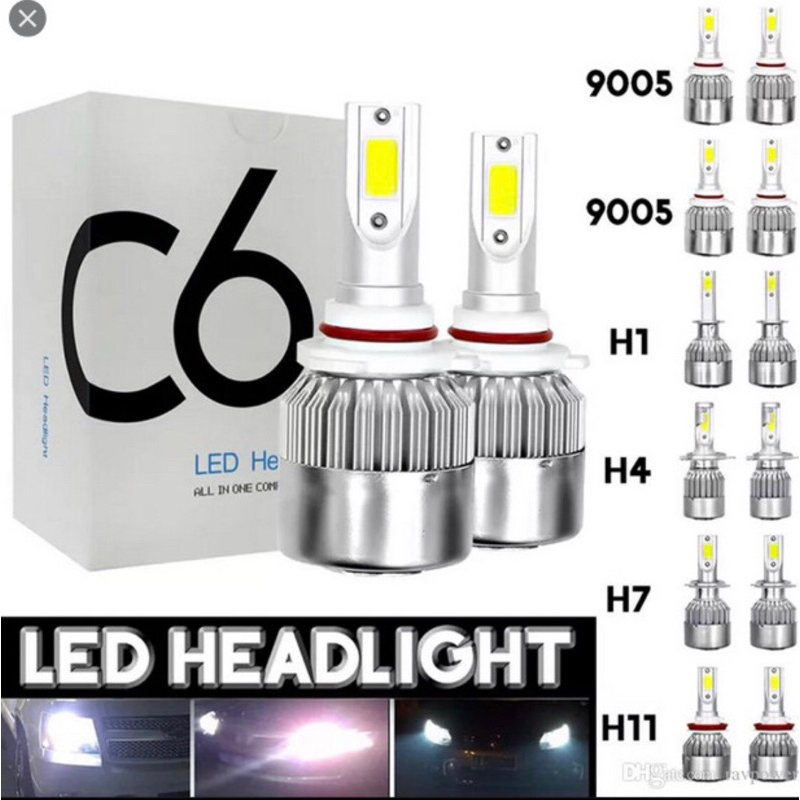Lampu LED Foglamp Headlamp C6 HB3 9005 / H4 / H11 Warna Putih Terang Universal Original