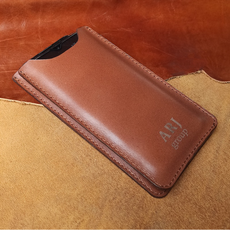 DOMPET SARUNG HP ISI 2 DOUBLE KULIT ASLI SEMUA TIPE HP CUSTOM NAMA