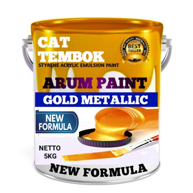 cat tembok gold metallic warna emas tahan cuaca 5kg glossy