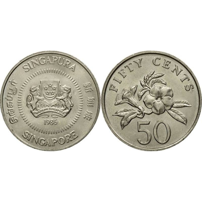 Koin Kuno 50 Cents Singapore ❤️Clara Shop_-_