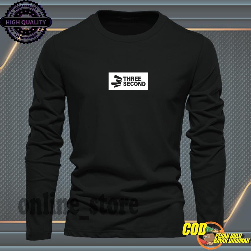 PROMO .... Baju Kaos Pria Lengan Panjang / Baju Kaos Pria & Wanita Casual / Tshirt Distro Logo Three