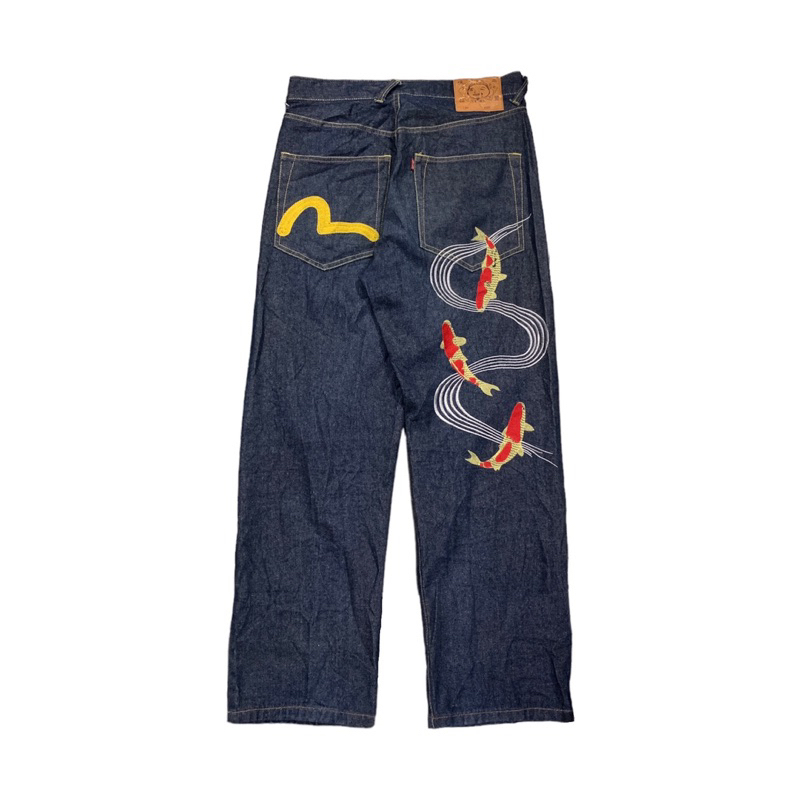 Celana panjang Pria Evisu Bordir koi Denim Jeans Murah
