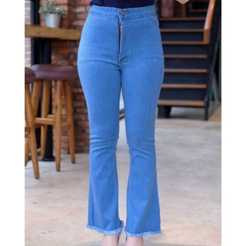 100% AMAN HW Highwaist Cutbray Jeans Wanita Stretch, Rawis Kekinian, Long Pants - Celana Cutbray