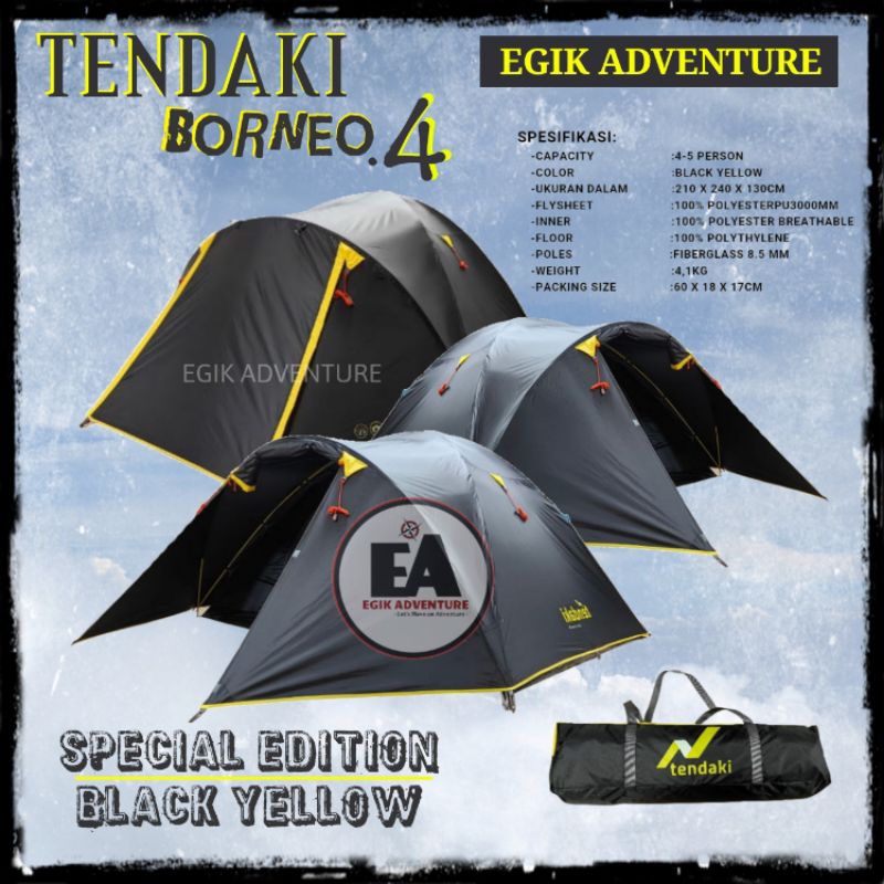 Tenda Camping 4 orang | Tendaki Borneo 4 | Tenda Lwy Compass 4p