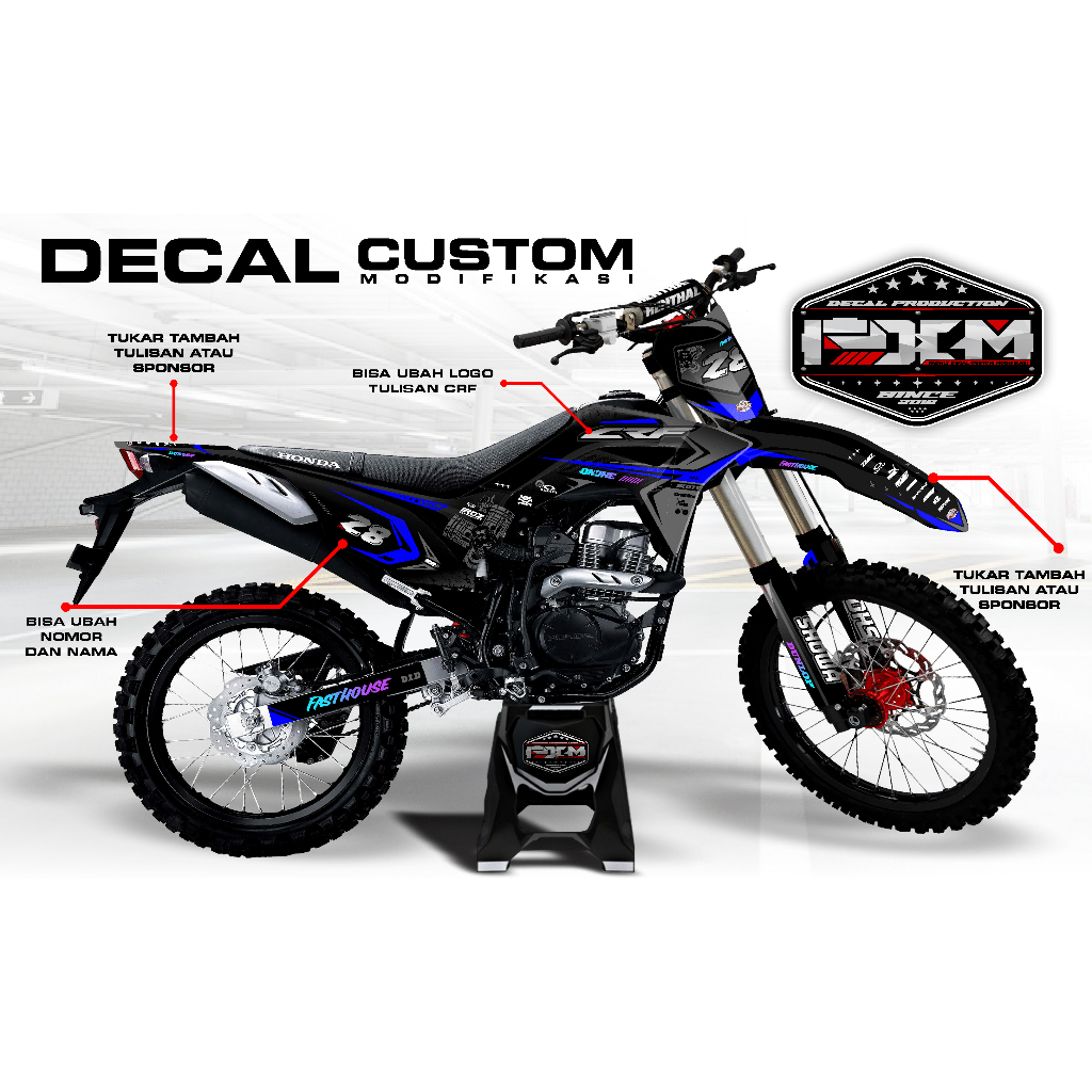 DECAL CRF 150L Fullbody MERAH BIRU STABILO GREY SUPERMOTO MOTOCROSS Keren Elegan sticker stiker