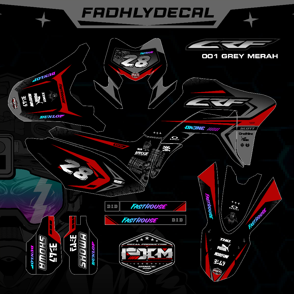 DECAL CRF 150L Fullbody STIKER BIRU MERAH STABILO GREY SUPERMOTO MOTOCROSS Keren Elegan sticker