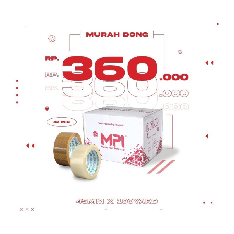 

per dus lakban bening coklat MPI ekonomis 45mm X 100 yard 1 Dus isi 72 roll