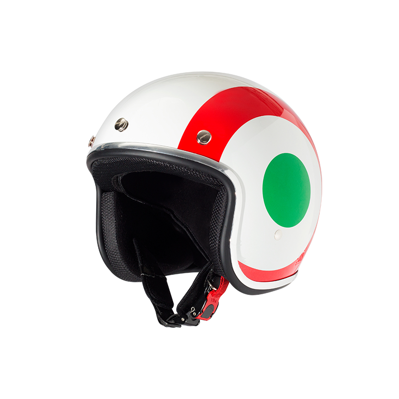 Helm vespa original italian flag italy, xential white, white carbon limited + visor dan jet black