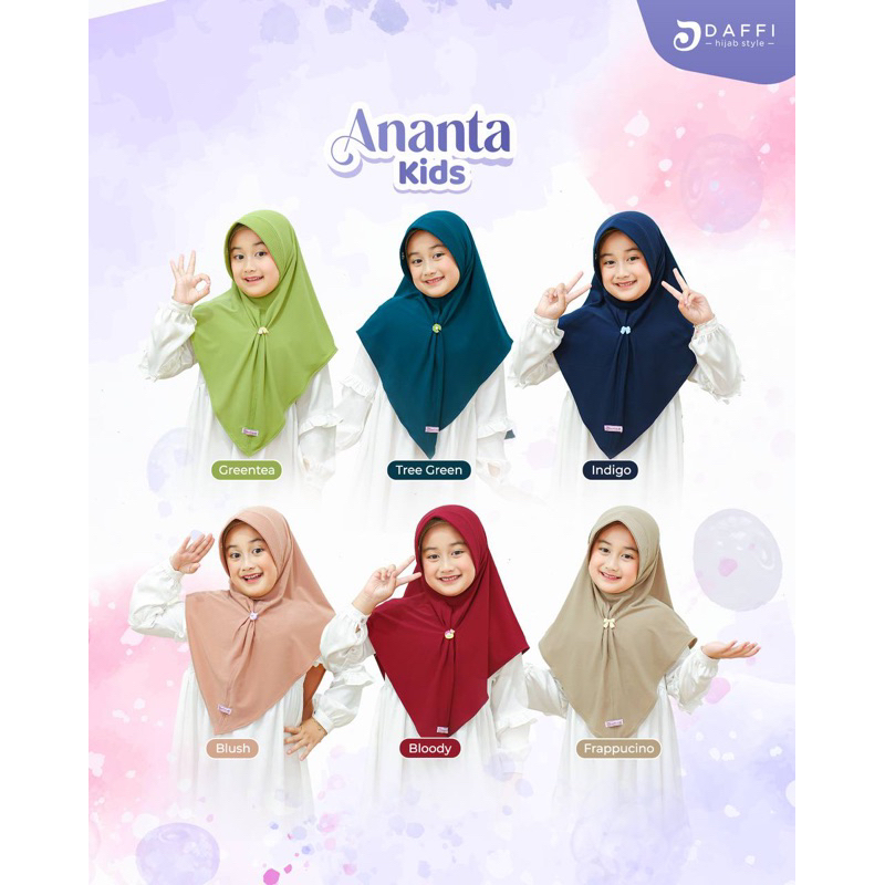 Ananta Kids Hijab Instan Anak Bergo Ori Daffi Terbaru Jersey