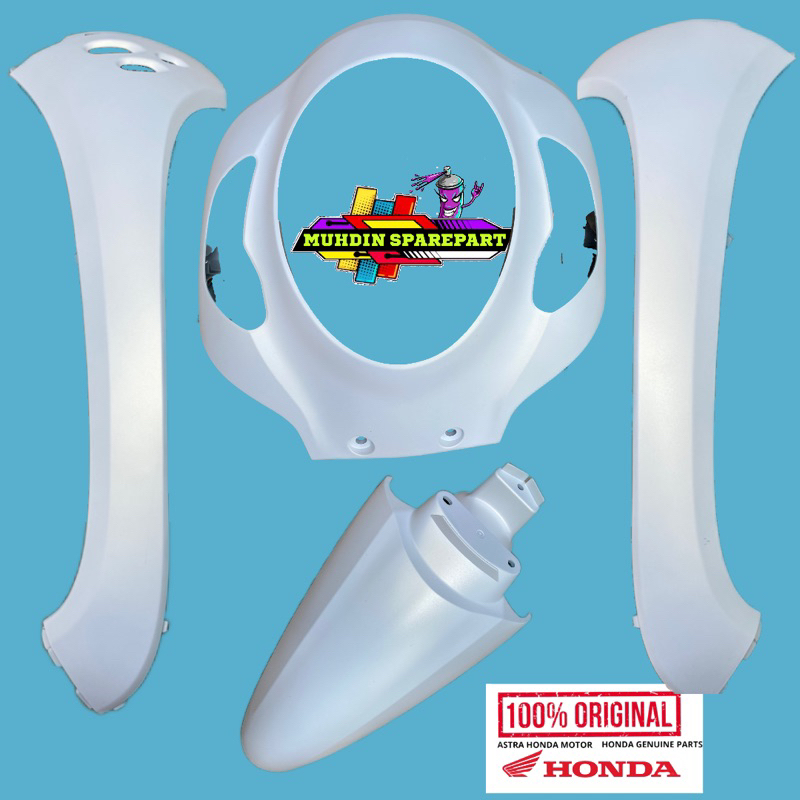 Paketan Cover Body Depan Tameng Sayap Spakbor Scoopy New K2F 2021/2022/2023 Putih Dof