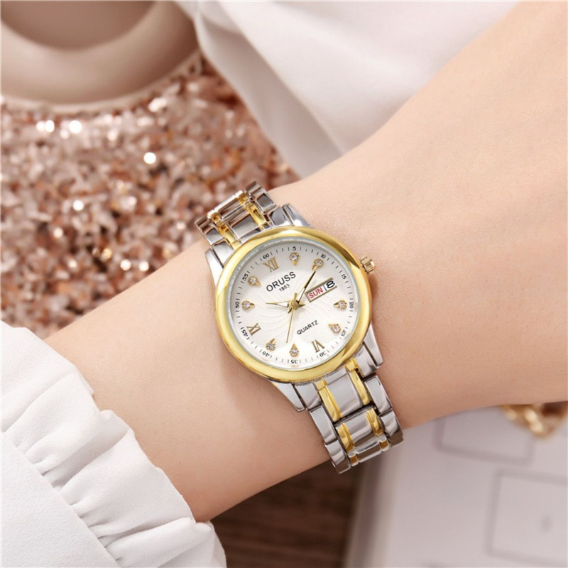 Wlisth Jam Tangan Wanita W01 Original Anti Air / Tahan Air Kecil Korea Analog Putih Gold Hitam