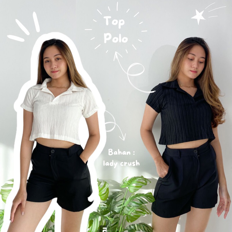 polo top // baju polo // atasan wanita crop