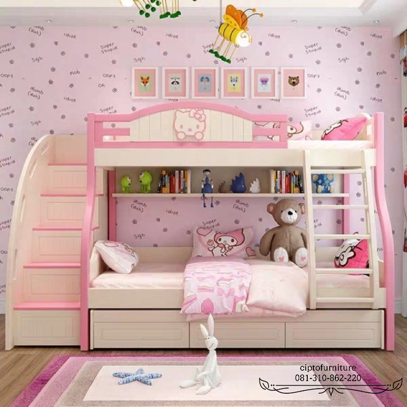 Tempat Tidur Anak 3 Tingkat Hello Kitty