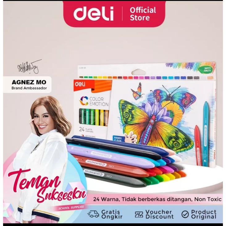 

DELI CRAYON PLASTIK 18 DAN 24 WARNA CRAYON DELI CRAYON ANTI KOTOR DI TANGAN CRAYON PLASTIK
