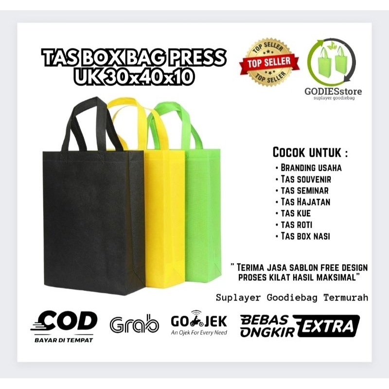 

Goodiebag tas box press tas belanja uk 30x40x10 goodiebag spunbond tebal perpcs