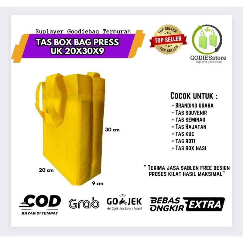 

tas goodiebag isi 20pcs spunbond box bag tas ultah tas kantong belanja mini uk 20x30x9 lipat bawah tebal 75gsm harga perkodi/20pcs