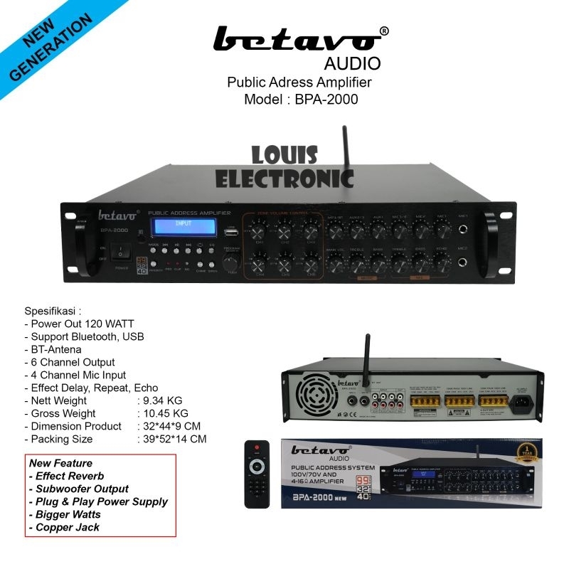 Public Adress Amplifier BETAVO BPA2000 BPA-2000 2nd Generation ORIGINAL