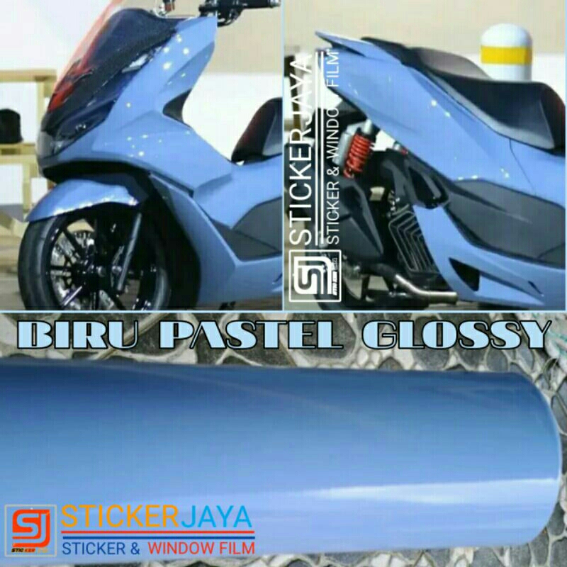 Sticker Scotlite Baby Blue Pastel Glossy dan Doff Stiker Skotlet Motor Biru Langit Pastel Skotlet Ic