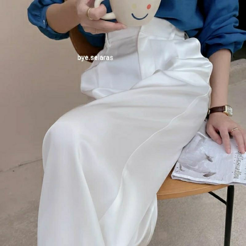 Celana Satin Silk Kulot Highwaist Pants