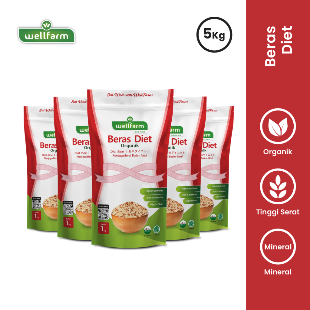 

Beras Diet Organik Sehat 5Kg | WellFarm Beras Diet Organik
