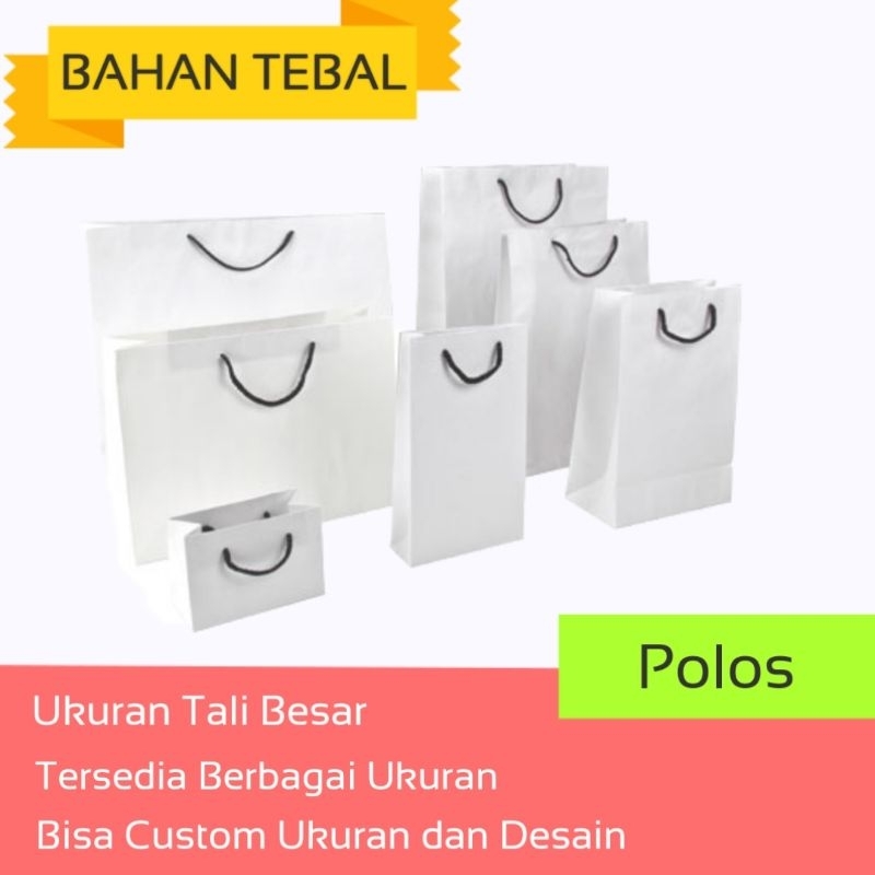 

Paper Bag Tas Kertas Putih Polos Custom Kado Bahan Tebal Semua Ukuran