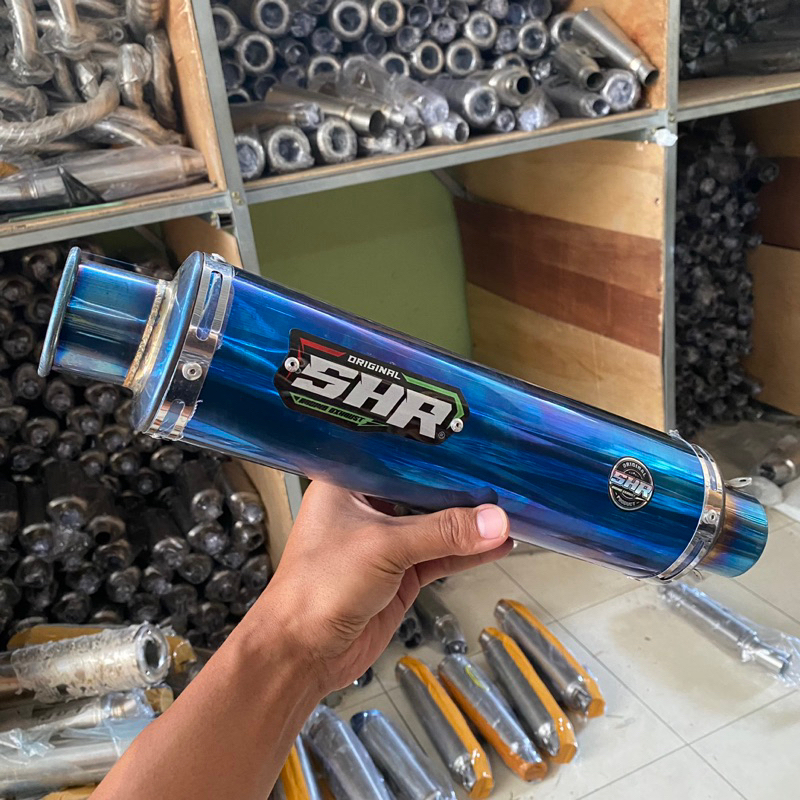 Knalpot Shr Bulat cincin blue LR R9
