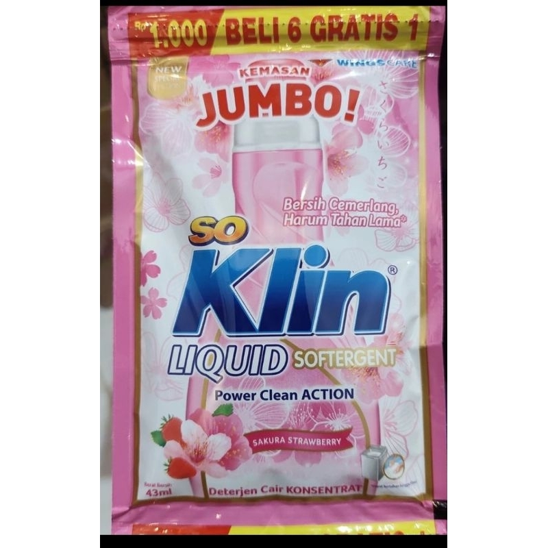 Soklin Cair Liquid Jumbo Sakura Strawberry 1000 14pcs