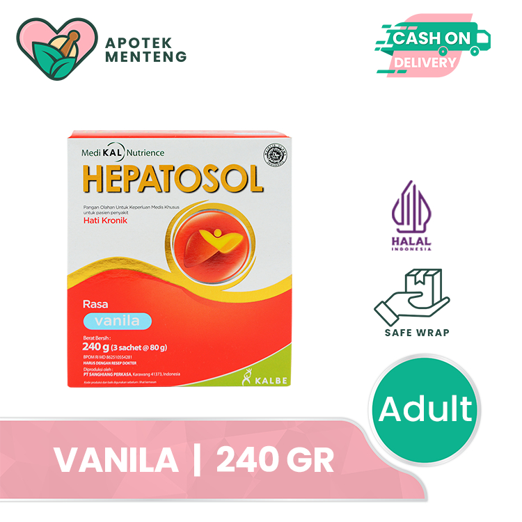 

Hepatosol Vanila 240 Gram - Susu Nutrisi Khusus Pasien Gangguan Hati Ringan