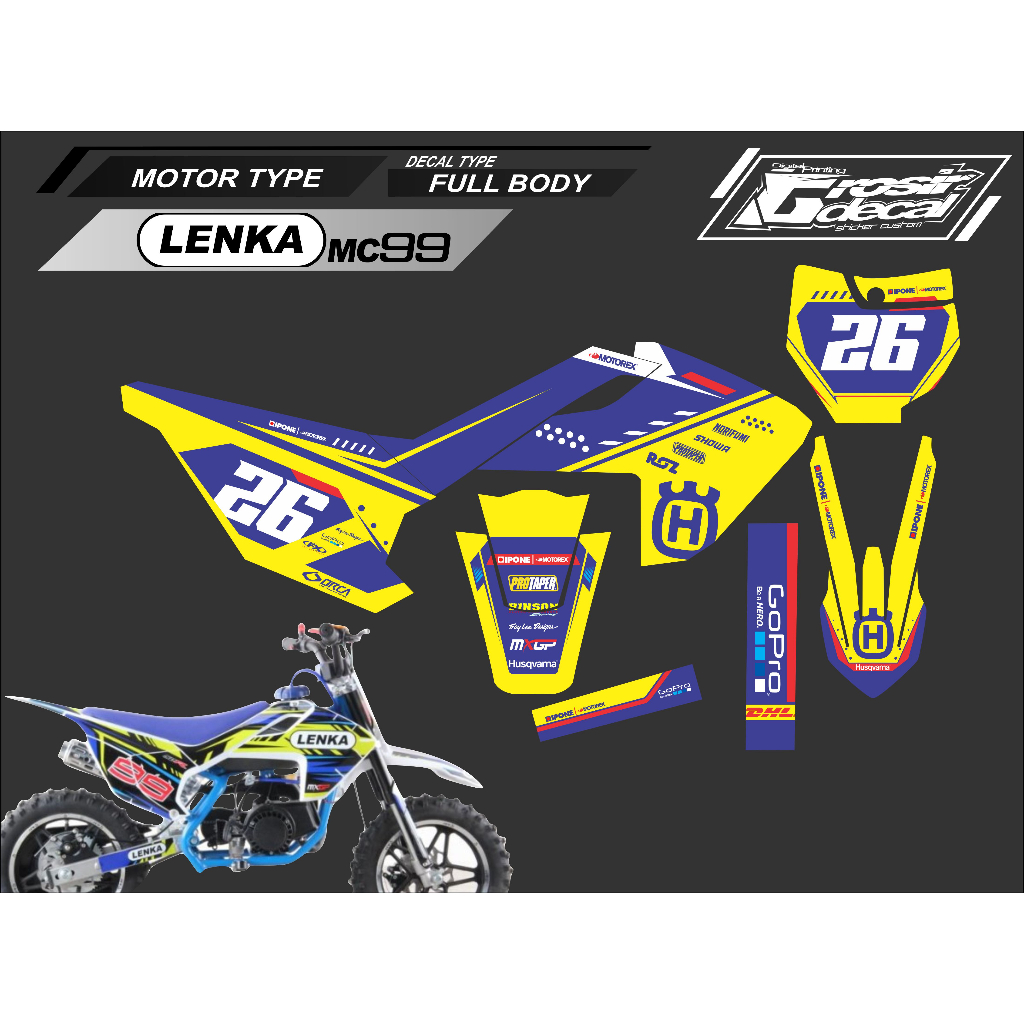 Sticker Stiker Mini Trail Lenka 50cc MC99 / CX 50cc Full Body Free Custom