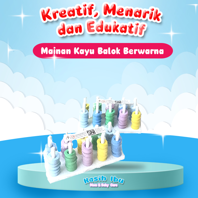 Mainan Balok Kayu Berwarna Mainan Motorik Anak Mainan Balok Mencocokkan Warna