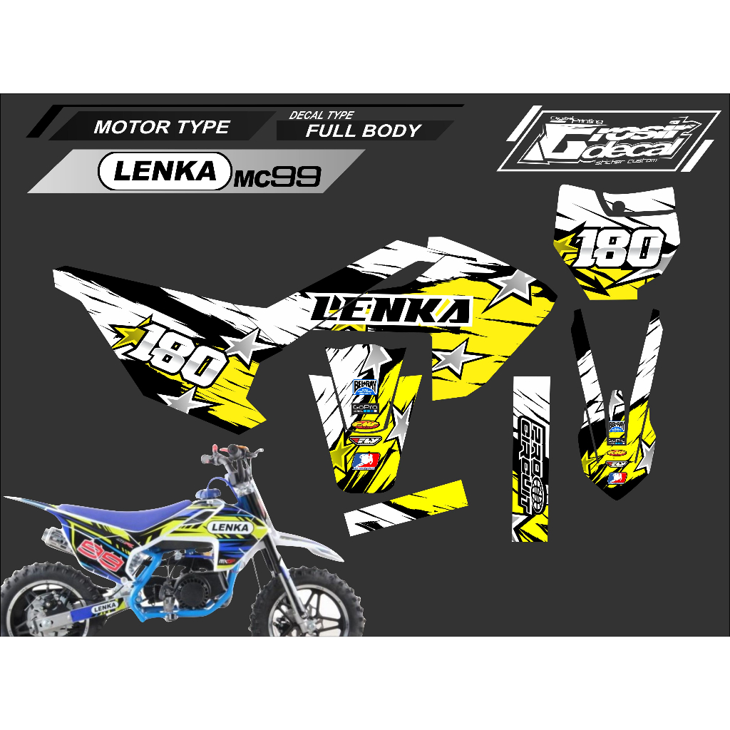 Decal Sticker Mini trail Lenka 50cc MC99 Full Body Free Custom