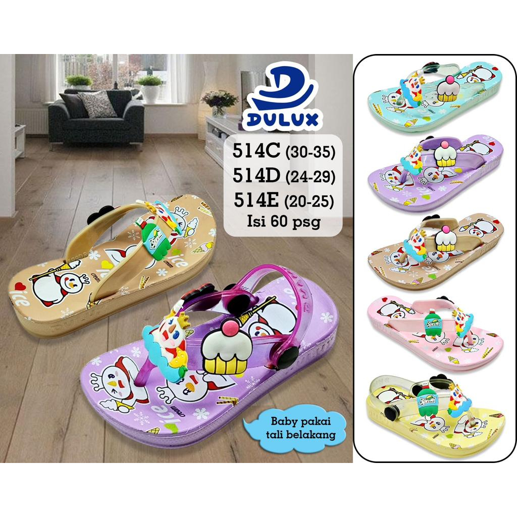PROMO 12.12 PUNCAK DX-514C Sandal Anak Perempuan Sandal Jepit Karet Anak Cewek Karakter Mixue Merek 