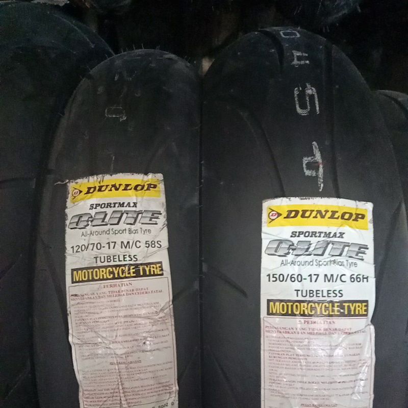 ban Dunlop import q-lite ring 17 sepasang depan dan belakang ukuran 120-70/17 dan 150-60/17