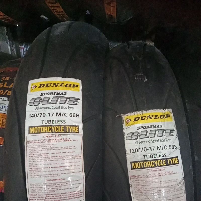 ban Dunlop import q-lite ring 17 sepasang depan dan belakang ukuran 120-70/17 dan 140-70/17