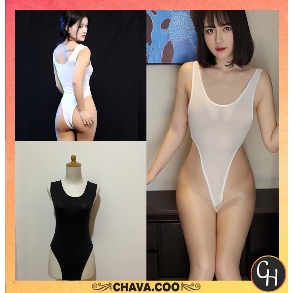 CHAVA | BT371 Lingerie Wanita Bahan Lace Tipis Kerah Deep-V Neck Pandang Tanpa Lengan COD