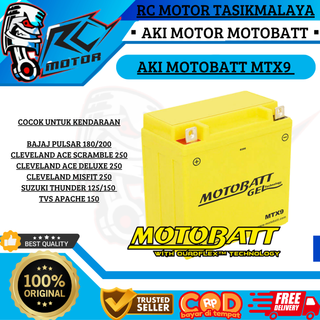 Aki Motor Bajaj Pulsar Motobatt MTX9 Aki Kering