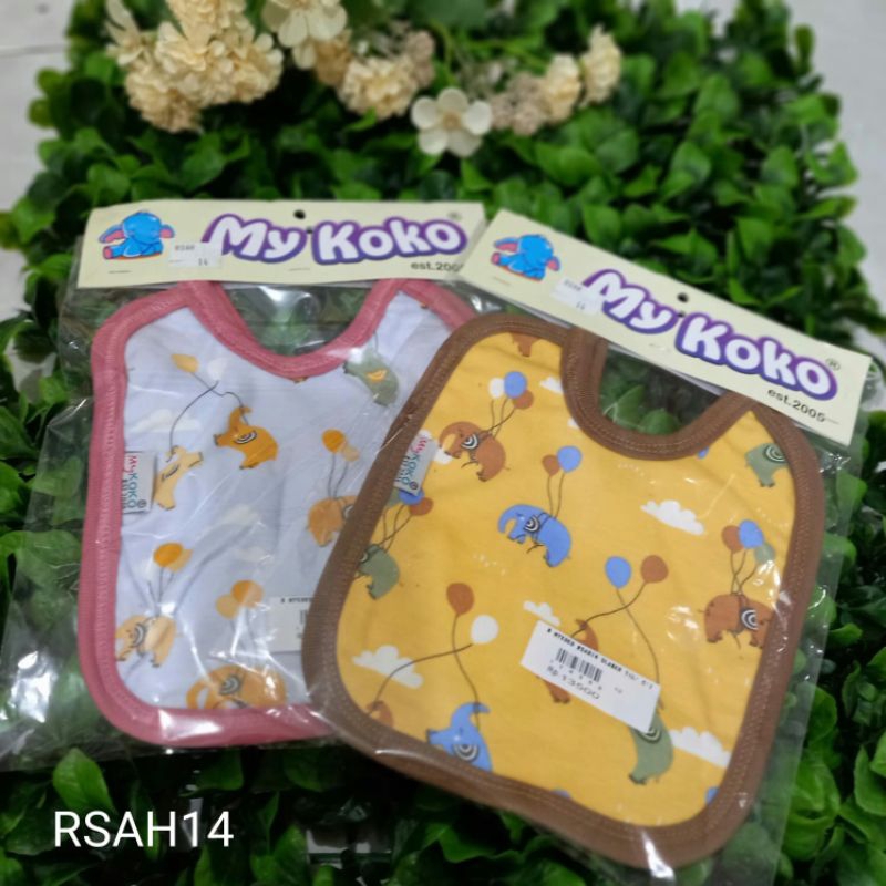 Slaber Bayi Mykoko / Celemek Makan Bayi Tali / Slaber Bayi Kain Lembut