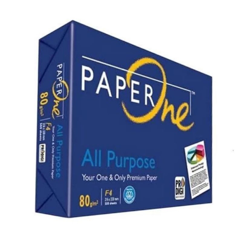 

Kertas F4 80gr merk Paper one 1rim=500lbr