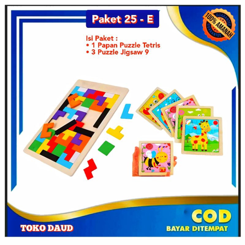 Puzzle Tetris / Puzzle Kayu / Puzzle Anak PAUD TK / Mainan Edukasi / Mainan Anak